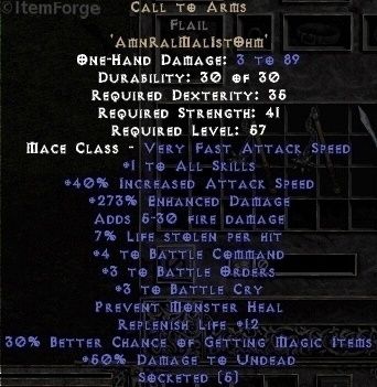 diablo 2 call to arms weapon